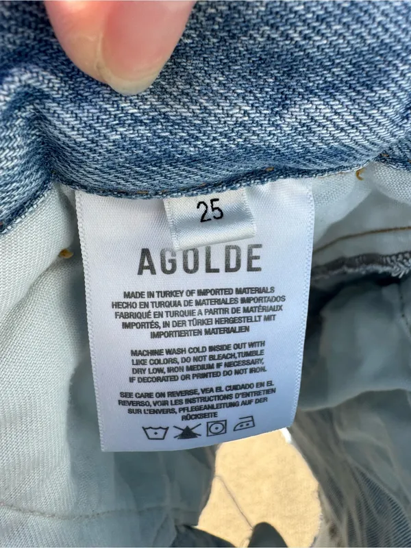 Agolde Becker XS 25 Denim High Rise Mini Skirt Light Wash Pleated Tailgate SEC - Image 7