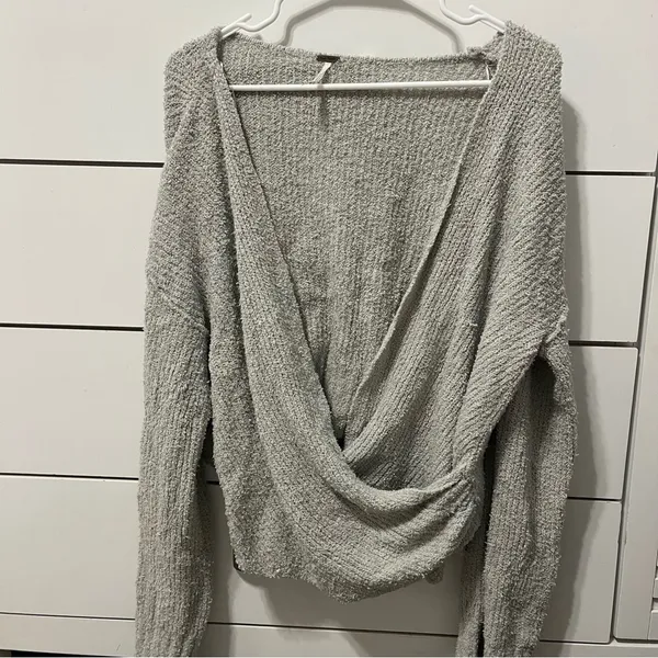 Free People Sensual Wrap Sweater Grey - Image 2