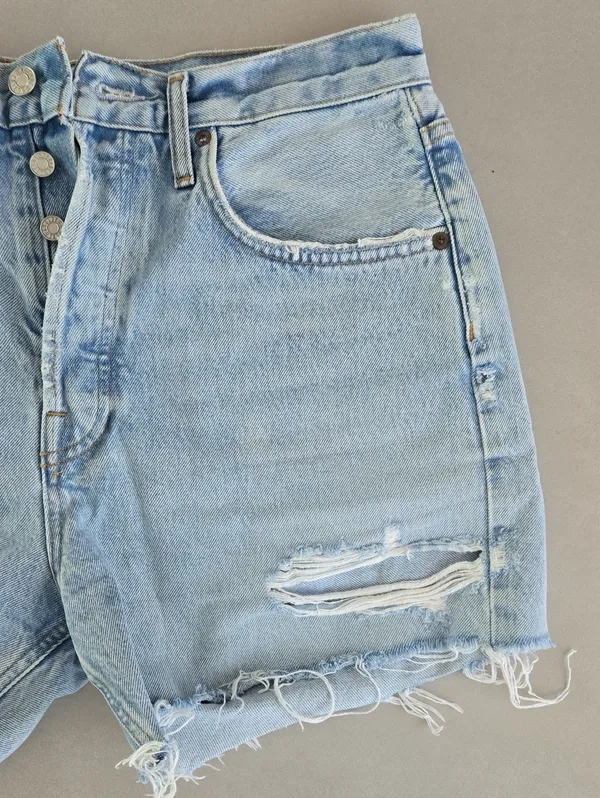 Agolde Light Blue Distressed Women's Denim Shorts Size 28 - Image 5