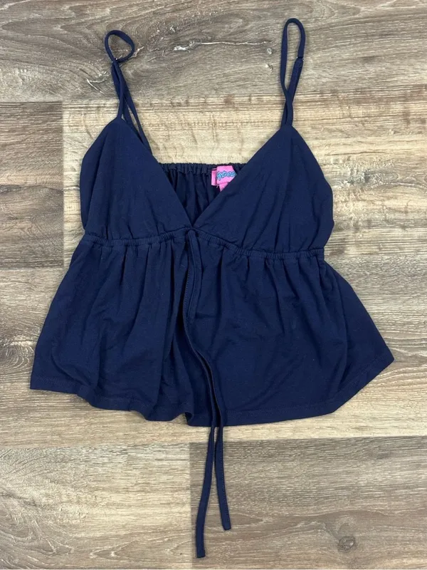 Edikted Sunrise Babydoll Tank Top Navy Blue Women’s Large - Image 2