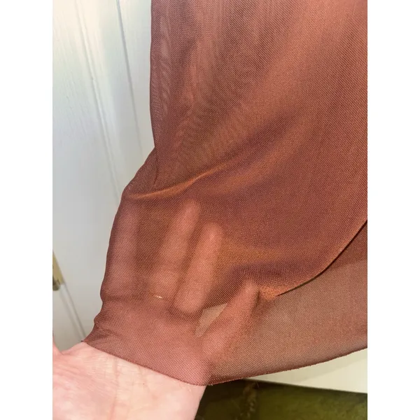 Fore Brown Mesh Sheer Long Sleeve Mock Neck 2 Piece Dress M Layered - Image 5