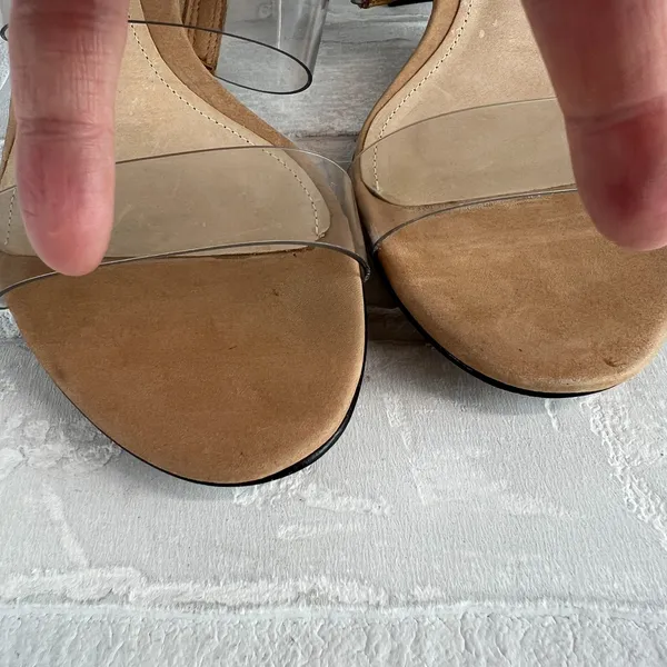 SCHUTZ Heels Victorie Womens 7.5 Nude Transparent 2‎ Strap Block Heel Sandals B - Image 13