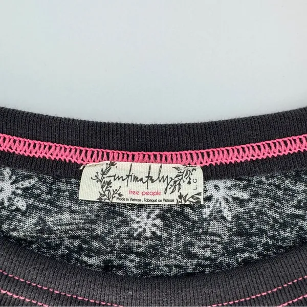 Free People Black Quilted Love Snowflakes PJ Top Size Large NWOT - Image 3