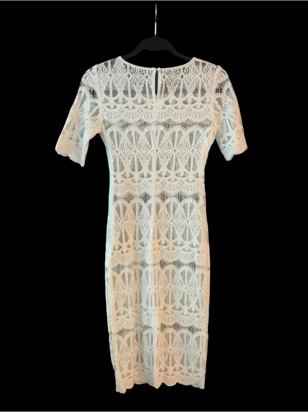 J.O.A. White Crochet Lace Midi Dress Sz S - Image 5