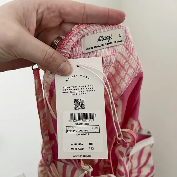 [Maaji] Pink Orange Ombre Tropical Foliage Corset Bust Mini Dress NWT Sz Large L - Image 10