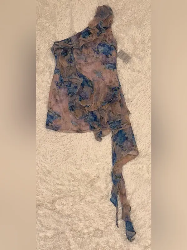 NEW Elliatt Briony Floral One-Shoulder floral blue Minidress Sz M - Image 5