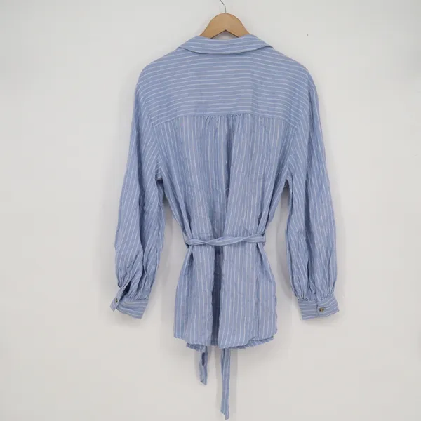 Isabel by Ingrid & Isabel Blue White Striped Linen Blend Maternity Tunic Large - Image 4