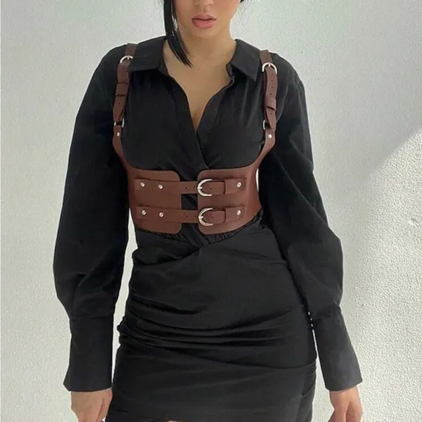 Brown Leather Harness Belt - Image 4