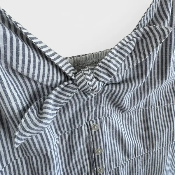 Abercrombie & Fitch Gray‎ White Striped Tie Front Button Mini Dress Summer Large - Image 3