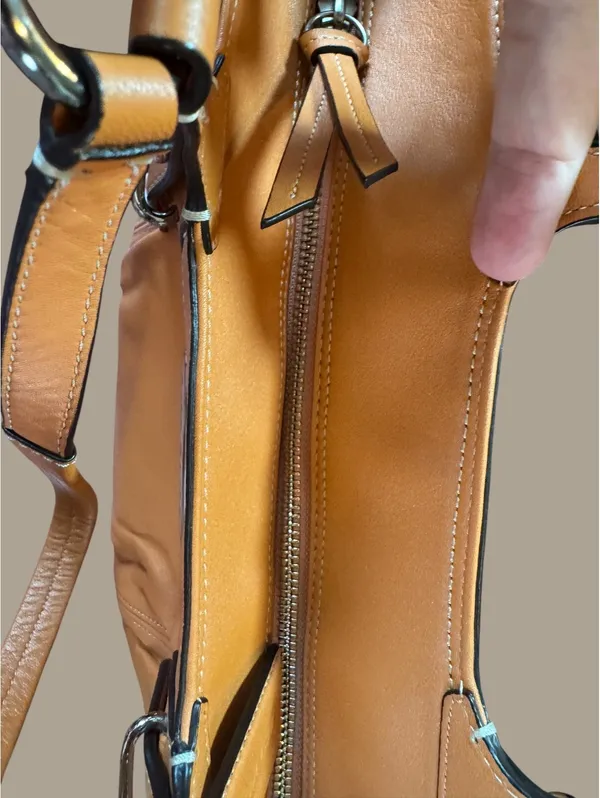 Coach Leather Shoulder Tote Bag in Metallic Orange - Image 6