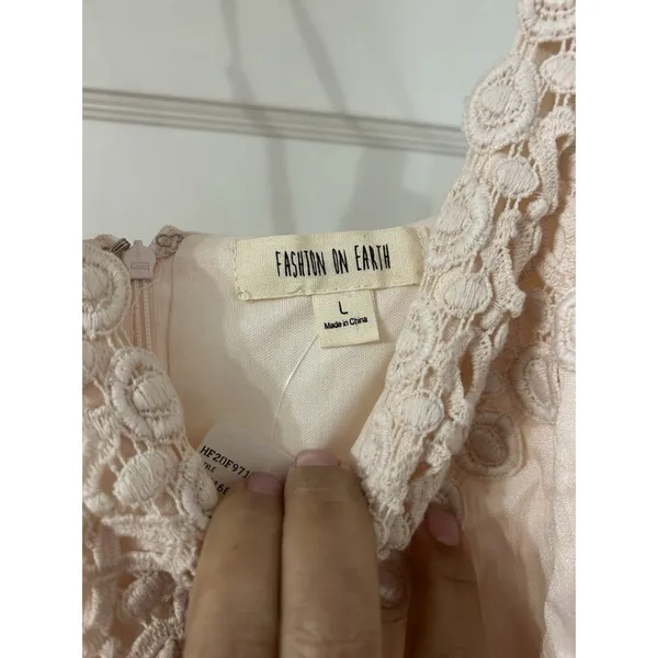 Pink Crochet Slip Dress Women’s Large Asymmetrical Flowy Boho Concert Festival - Image 9