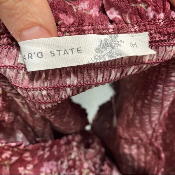 Altar’d State Vaella Smocked Floral Top in Burgundy Long Sleeve‎ Cropped medium - Image 11