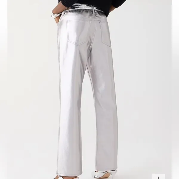 J. Crew Full-length demi-boot pant‎ in metallic faux leather 26T Tall holiday - Image 2