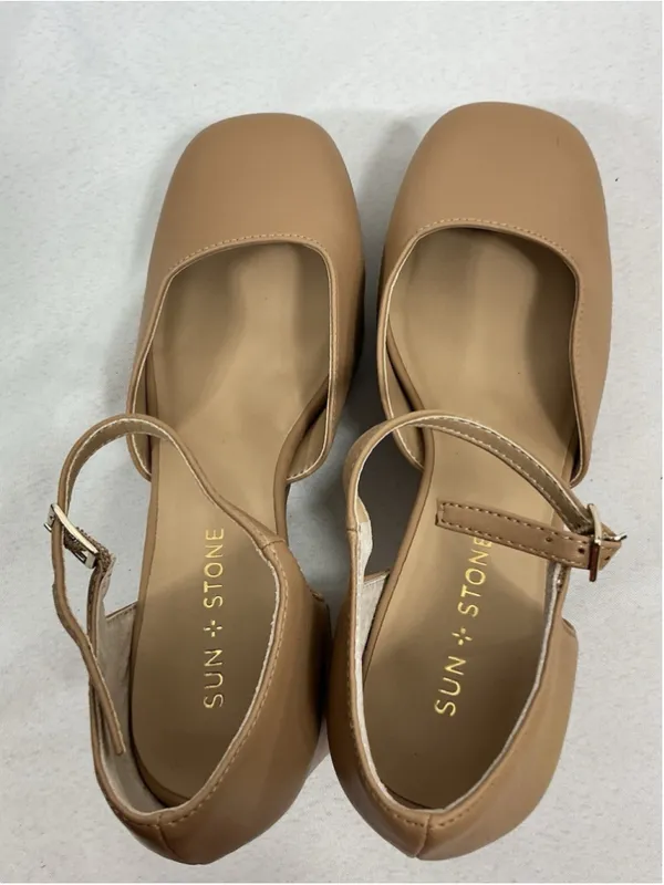 Womans Excellent Condition Sun & Stone Viennaa Platform Pumps 9 M Tan - Image 5
