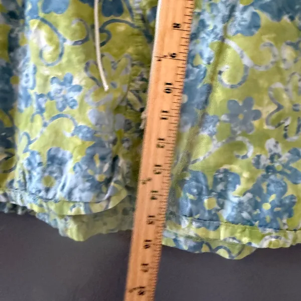 Ojai Womens‎ Floral Mini Skirt Lime Green Blue Tropical Lace Up Waist Size 6 - Image 6