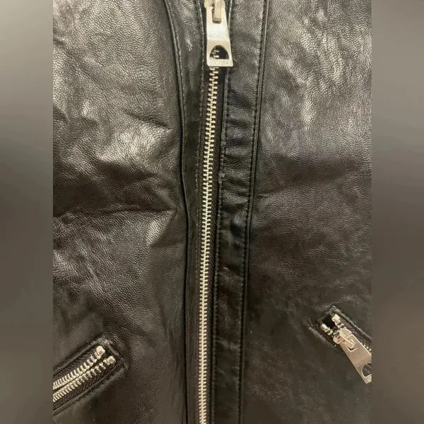 🖤 GUESS Quilted Faux Leather Moto Jacket –‎ Black Size M 🖤✨ - Image 7