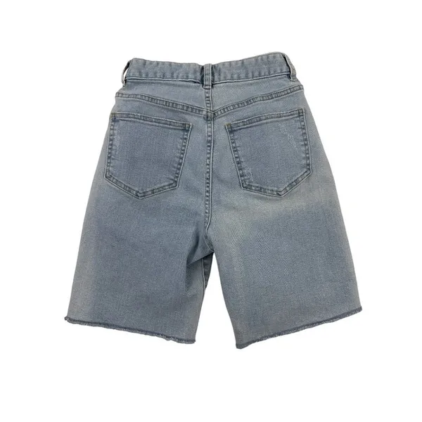 Petal & Pup - High Waisted Mid Length Jean Shorts in Blue - Image 3