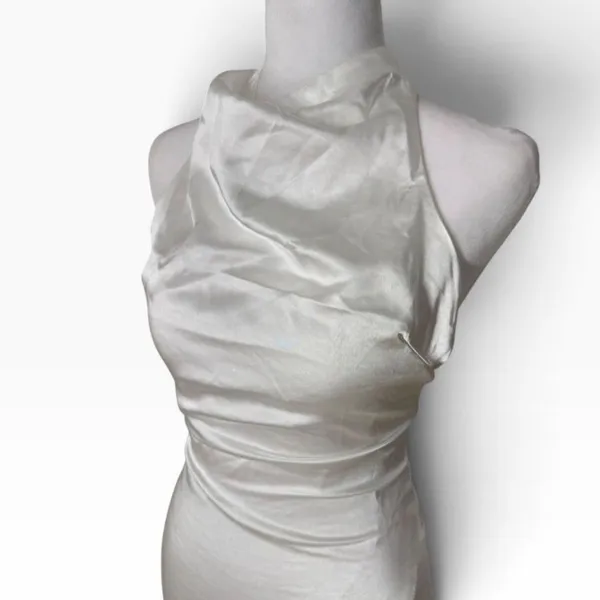 Lulus Womens White Satin Strapless Maxi Dress XS - Image 6