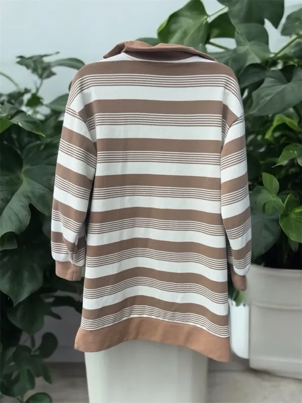 Umgee Striped Half Zip Dress Oversized Small - Image 3