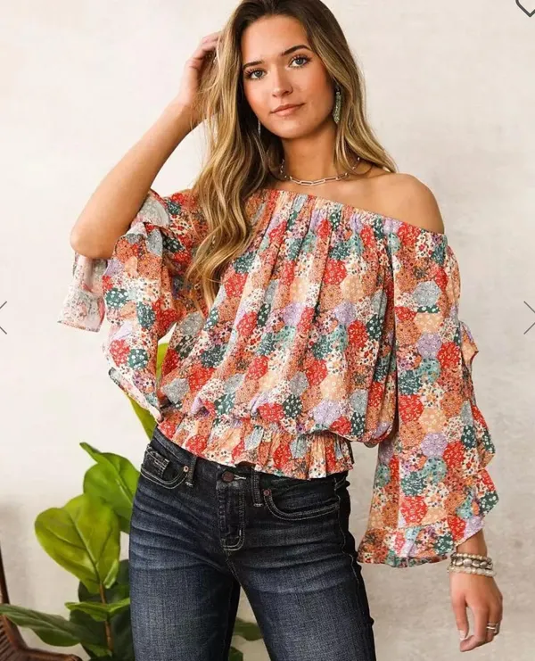 Patchwork Ruffle Top - Image 4