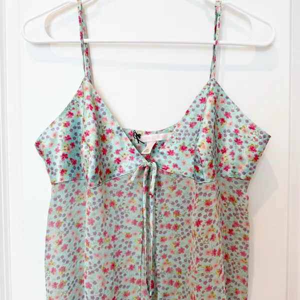 Victoria's Secret Y2K Coquette Fairy Sheer Slip Dress Large Ditsy Floral‎ Open Tie - Image 2