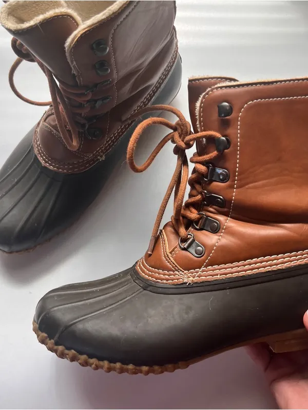 Women's Tan Waterproof Duck Boots with Faux Fur Lining - Image 3