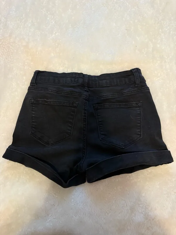 KanCan Black Denim Jean Shorts, waist 28, lightly distressed style - Image 2