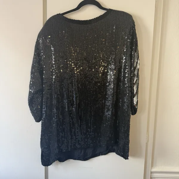 Chanson d'Amour Women's Large Art Deco Sequin & Bead Tunic Glamour Bling VTG - Image 7