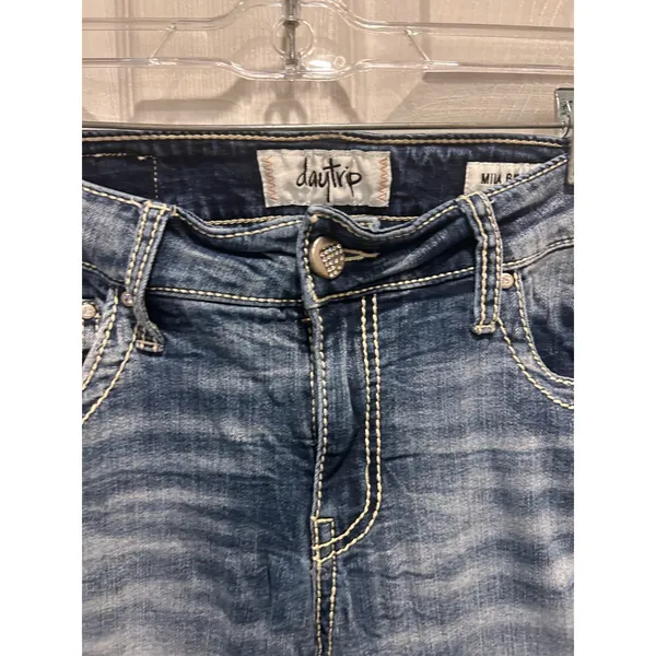 Daytrip Mila Bootcut Jeans 27 Medium Wash Distressed Thick Stitch Hemmed - Image 11