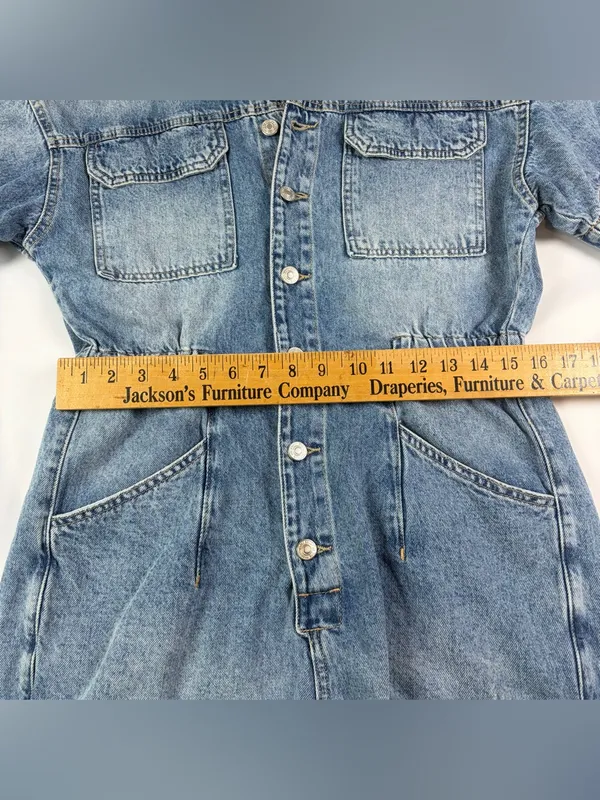 WE THE FREE BY FREE PEOPLE Marci Cotton Denim Romper Women's Size Medium - Image 7