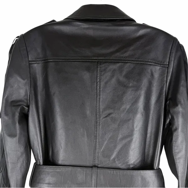 Walter Baker Linda Fringe Belted Lamb Leather Jacket Black Size S - Image 9