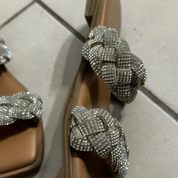 Sincerely Jules Women Silver Sparkle Rhinestone Slides Size 9.‎ - Image 3