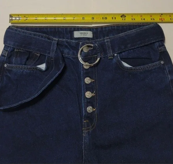Forever 21 Womens Super Wide Leg Blue Jeans - Image 3