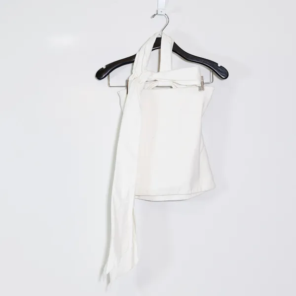 Free People FP Beach Cotton Stretch Knit Wrap High Neck Tank Top White XS - Image 4