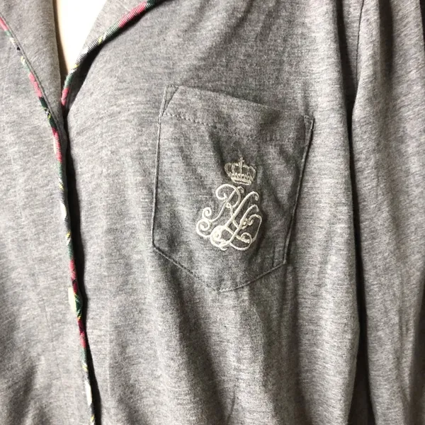 Lauren Ralph Lauren grey button down pj top S A2 - Image 2