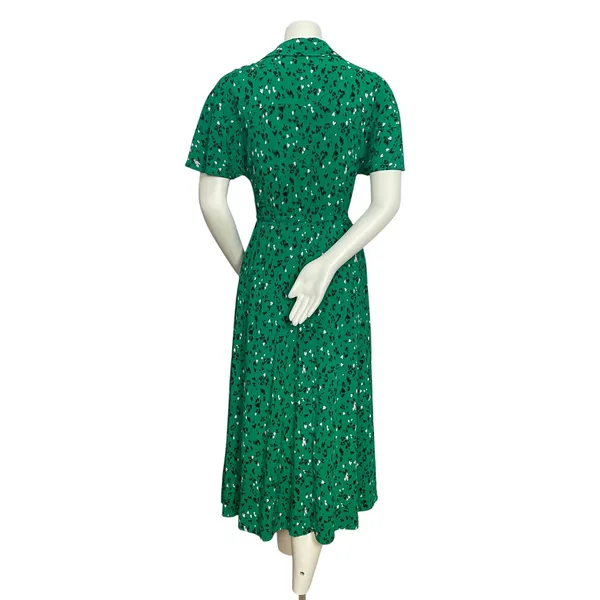 Hush Ren Shirt Dress Leopard Heart Print Women Sz‎ 6 Green Short Sleeve Colorful - Image 6