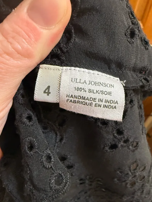 Ulla Johnson Black Eyelet Althea Cutwork Blouse 100% silk size 4 - Image 8