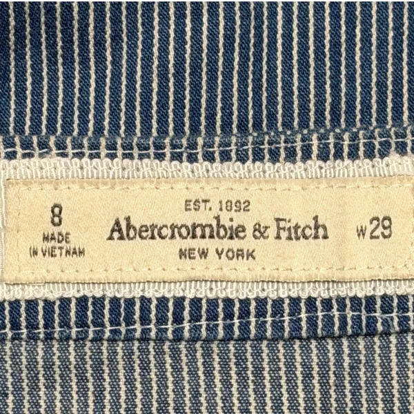 Abercrombie & Fitch Y2K Blue Pinstripe Embroidered Denim Mini‎ Skirt Size 8 - Image 7