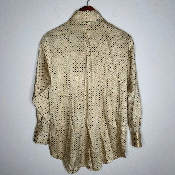 Zara Basics polyester geometric gold button‎ up blouse Sz M - Image 2