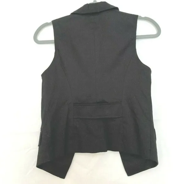 Guess Denim Vest Womens 6 Black Jean Waistcoat Sleeveless‎ Open Front Y2K Grunge - Image 2