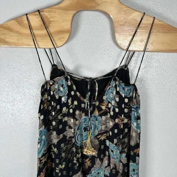 Natural Life The Alice Floral‎ Metallic Maxi Dress Womens XS Sleeveless Tiered - Image 6