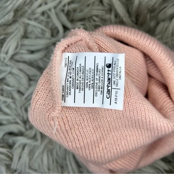 Carhartt Pink knit patch logo beanie one size - Image 4