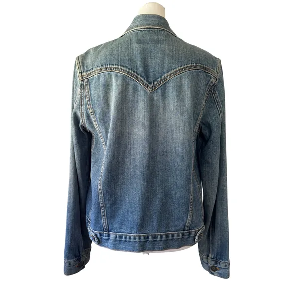 Vintage ‘90s Earl Jean Faded Medium Wash Button Front Denim Trucker Jacket - Image 7