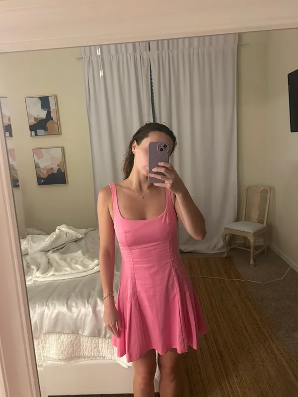 ZARA Pink Pleated Mini Dress - Image 4