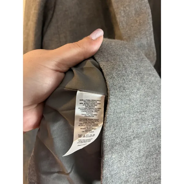 Ann Taylor LOFT Wool Blend Gray 1 Button Blazer Women Size 12 Career Jacket Long - Image 3