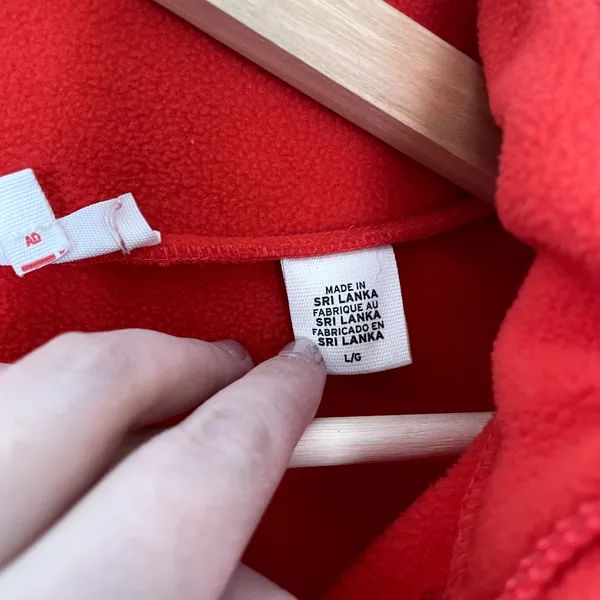 Levi's‎ neon orange red pullover quarter zip sweater women's size large fleece - Image 5
