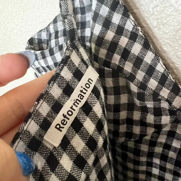 Reformation Cozumel black white gingham linen peplum corset top WOMENS 4 - Image 7