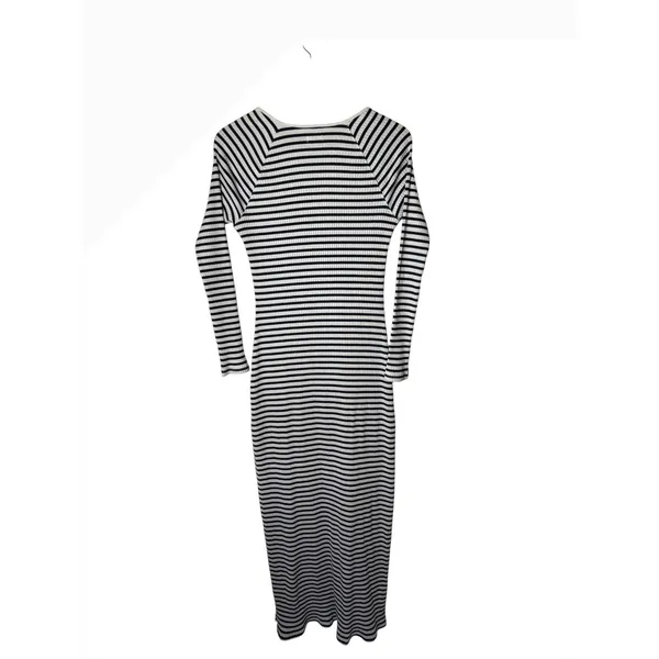 Aerie Maxi Dress Women Small Blue White Stripe Tie Front Long Sleeve Coastal - Image 3