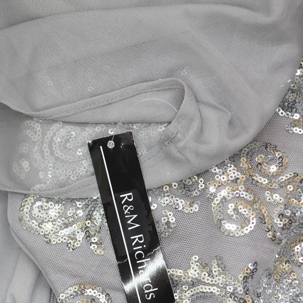 R & M Richards Womens Sequin Evening Dress Gown 99399 Silver Gray 10 - Image 3