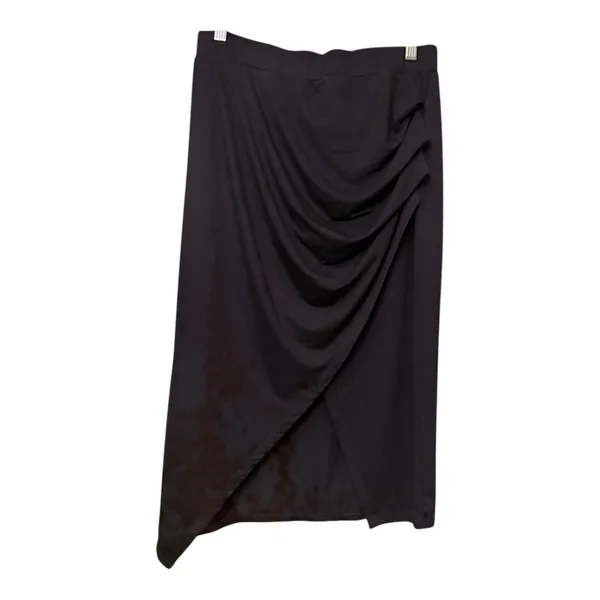 Halara Skirt Women's Med Black Midi Ruched Asymmetric Office Work Professional - Image 9
